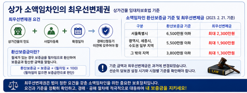 상가건물 임대차보호법에 따른 소액임차인의 최우선변제권 요건과 환산보증금 기준