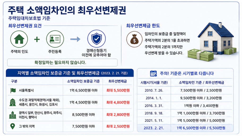 주택임대차보호법에 따른 소액임차인의 최우선변제권 요건과 보증금 기준